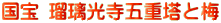 国宝 瑠璃光寺五重塔と梅